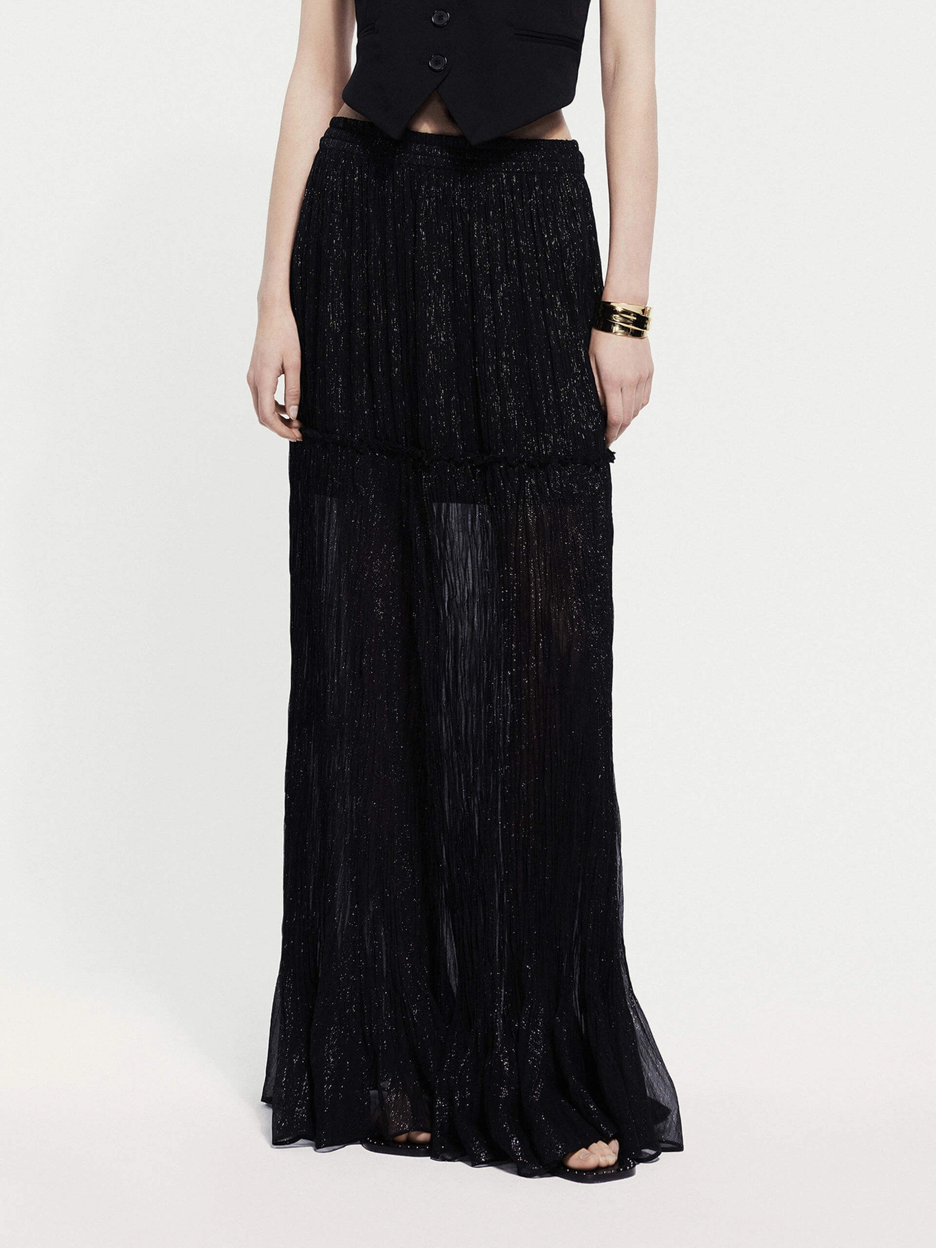 Metallic Textured Maxi Skirt Sporty Vibe Freedom Fit