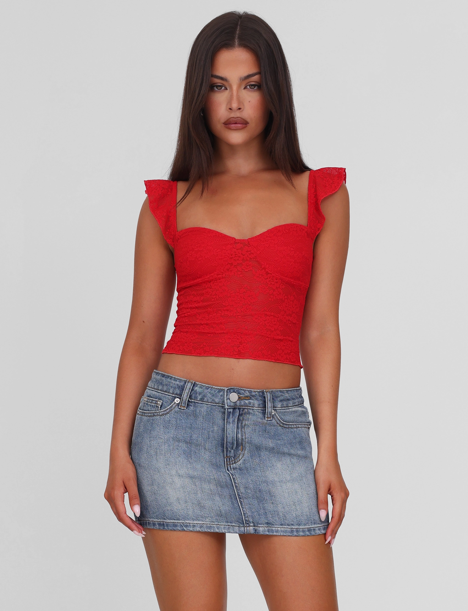 Back Slit Cultural Event MICHAYLA MINI SKIRT - MID WASH