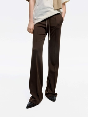 Soft Feel Drawstring Waist Draped Pants