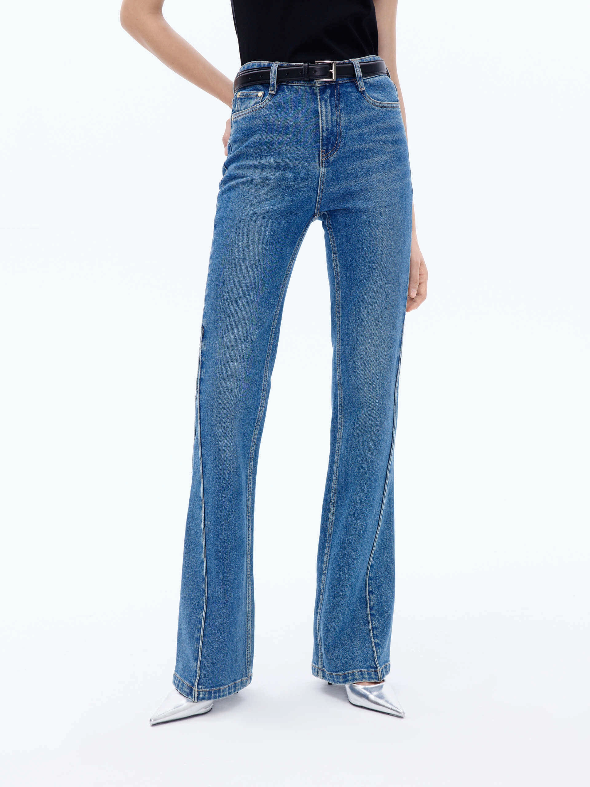 Mid Waist Flared Jeans Spring Mood Smooth Work Meeting Work Ready Soft