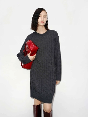 Midi Cut Knit Scarf Dress Sophisticated Comfort