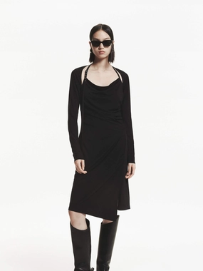 Bold Structure Halter neck Midi Length Fitted Dress