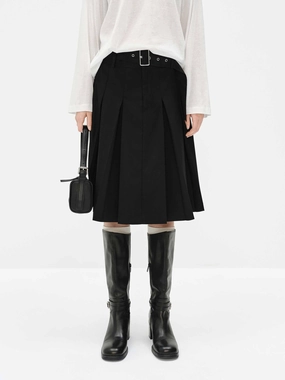 Midi Length Pleated Skirt Relaxed Comfort Fit