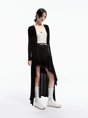 Long Line Knitted Cardigan Hidden Zipper Closure