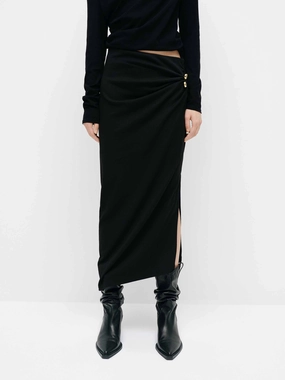Cotton Blend Slit Skirt Packable design