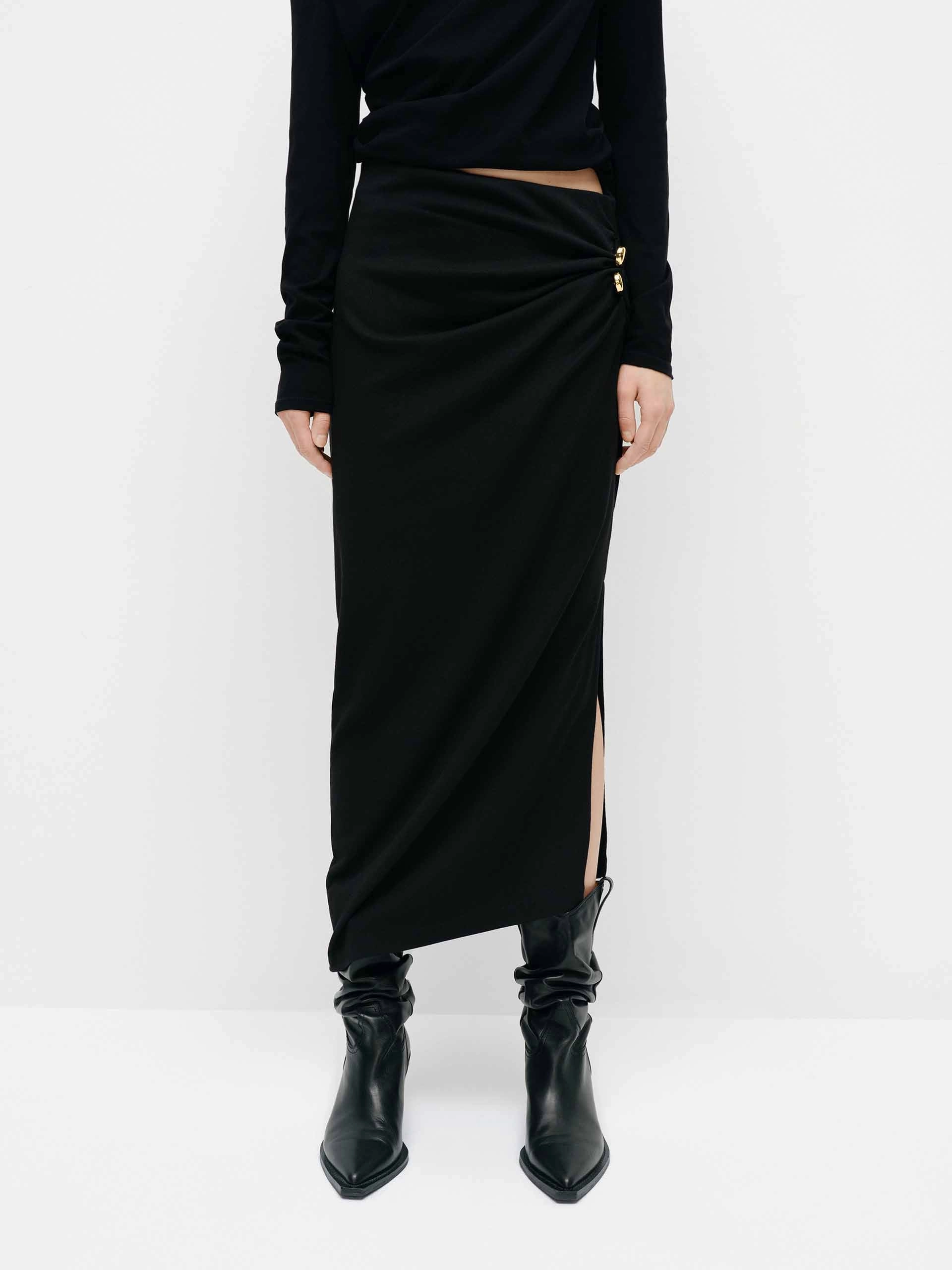 Cotton Blend Slit Skirt Quick Dry Wear