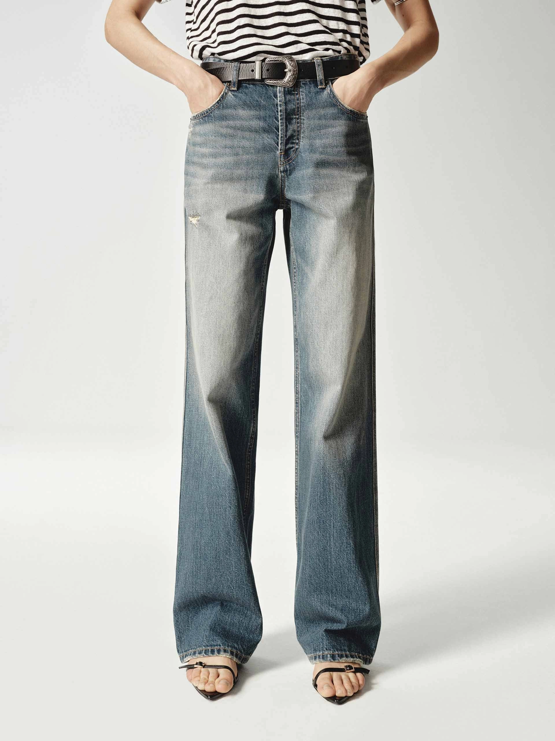 Vintage Distressed Straight Jeans All Size Fit Family Style Urban Explorer Youth Style