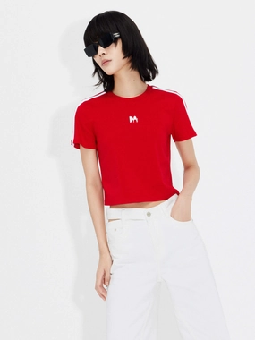 Cropped Logo Print T-shirt Comfy Style Minimalist Style