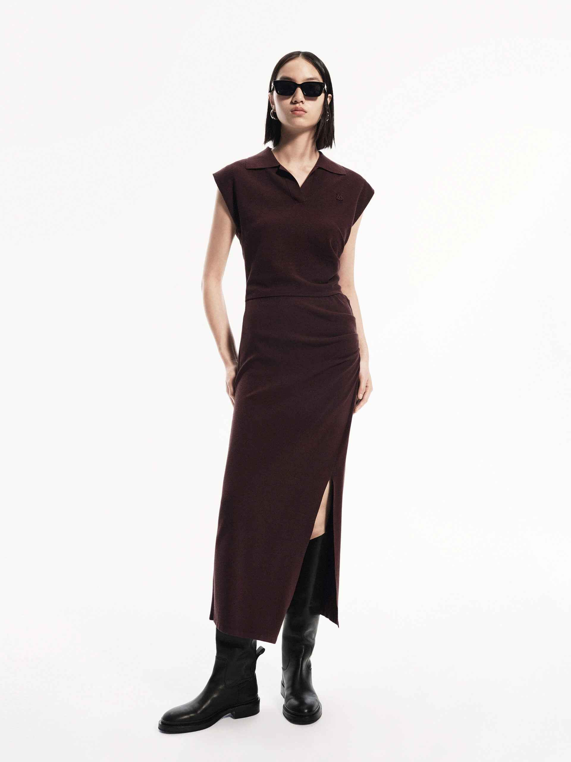Polo Collar Fitted Dress Set Perfect Style Bare Arm