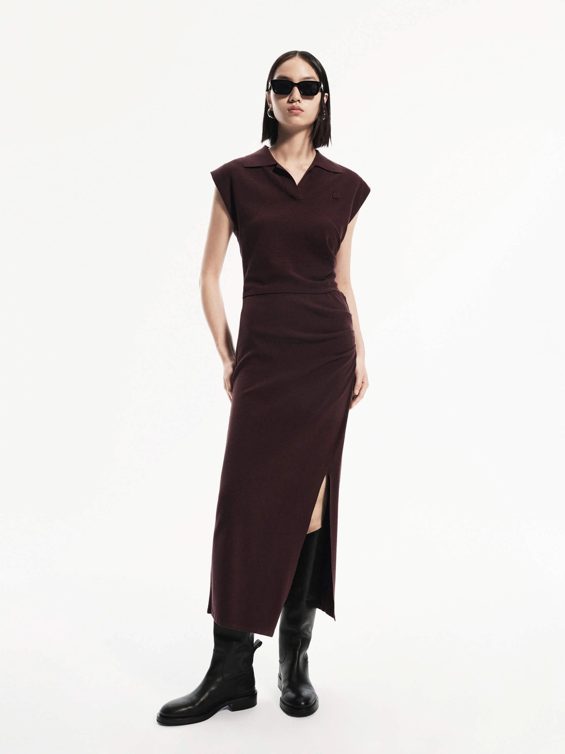 Polo Collar Fitted Dress Set Easy Comfort