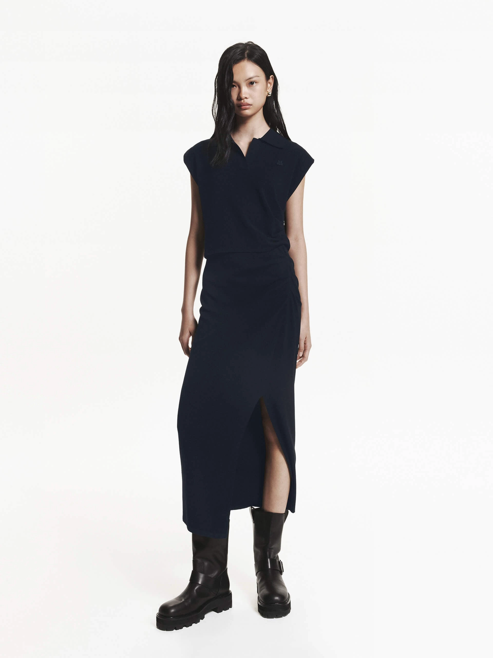 Stylish Choice Polo Collar Fitted Dress Set
