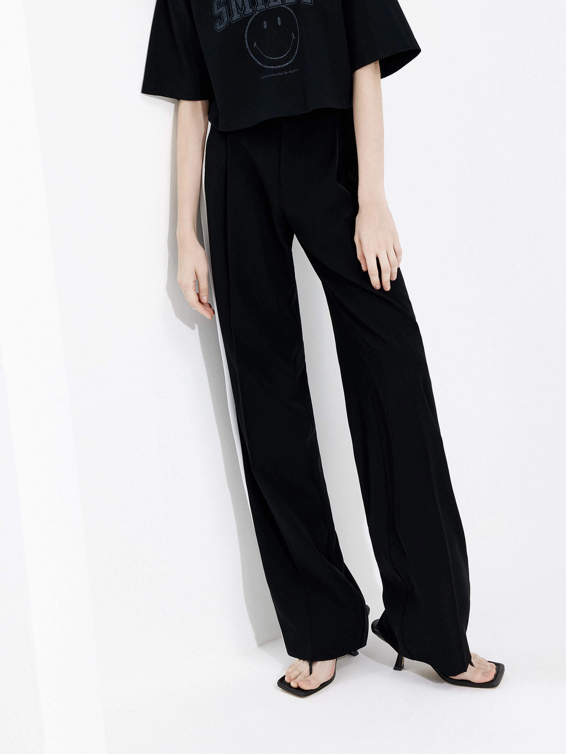 Contrast Trim Straight Pants Functional Fit