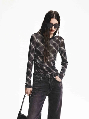 Round Neck Stretchy Top Double Needle Stitching