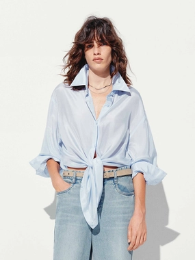 Reinforced Shoulder Seams Loose Smooth Silk Shirt