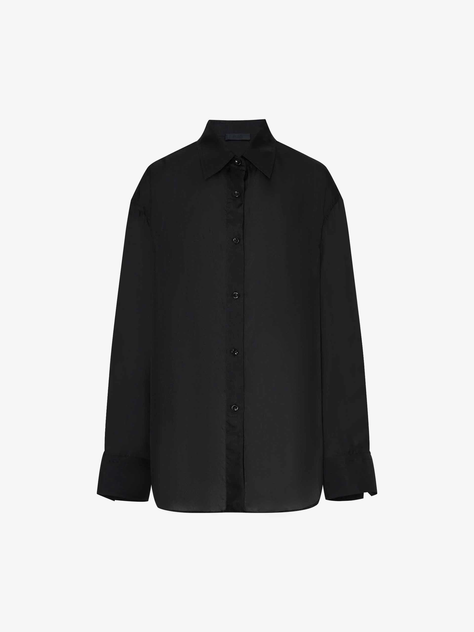 Loose Smooth Silk Shirt Hidden Zipper Pocket