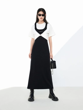 Contrasting Causal Maxi Dress Nordic Plain