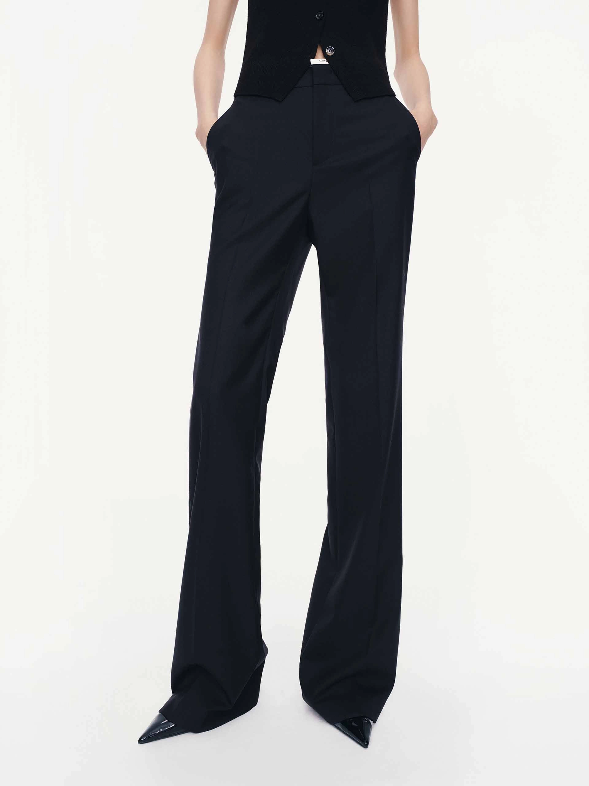 Logo Waistband Flared Trousers Smooth zipper closure