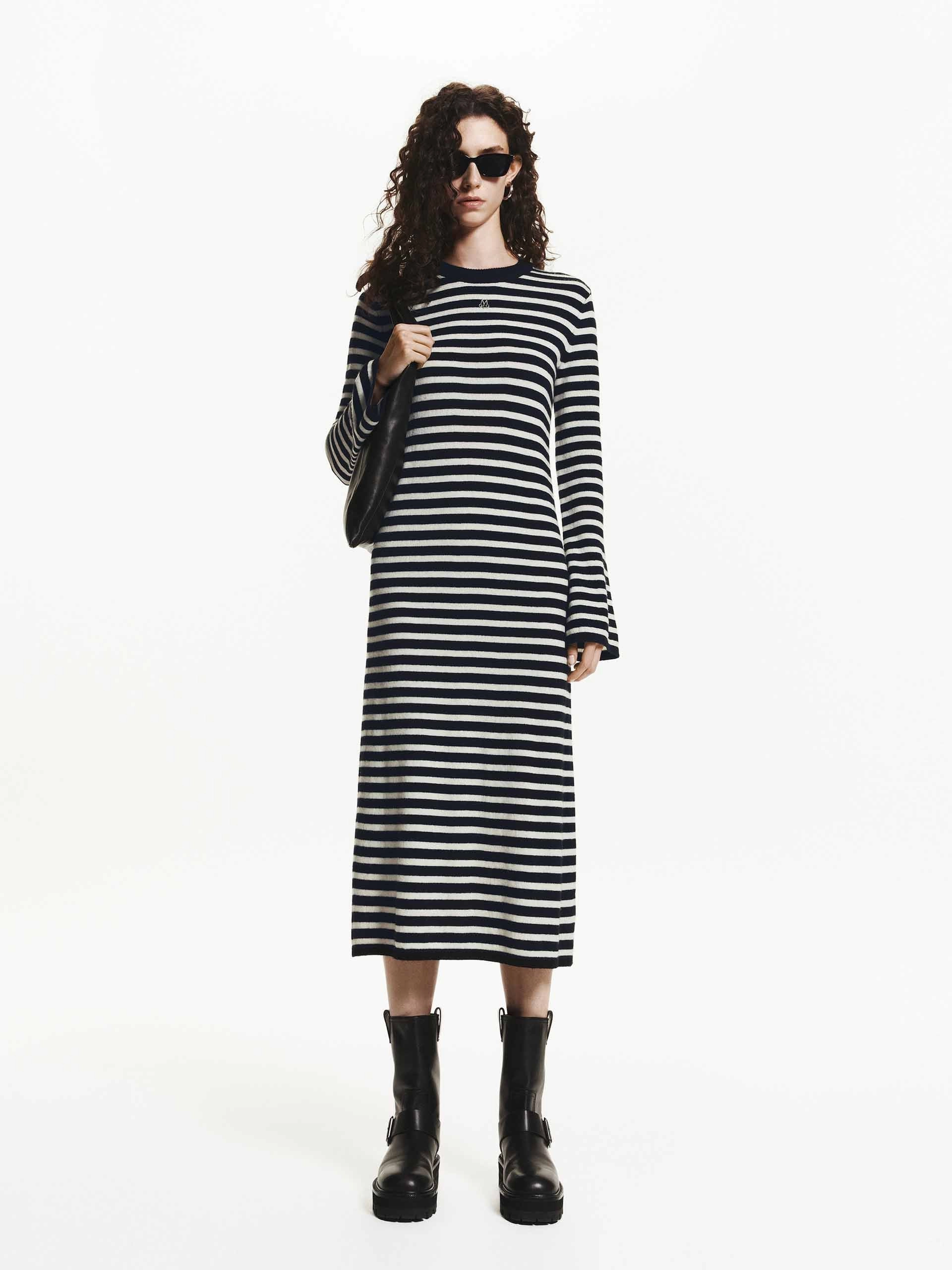 Include Cashmere Striped Dress Timeless office dress Ribbed-Texture