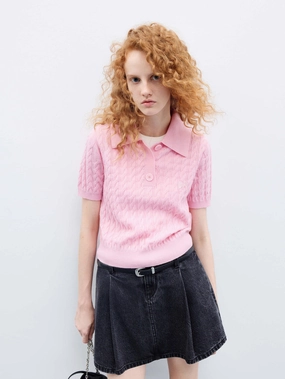 Wool Cable Knitted Top Stretchy Top QuickDry Texture