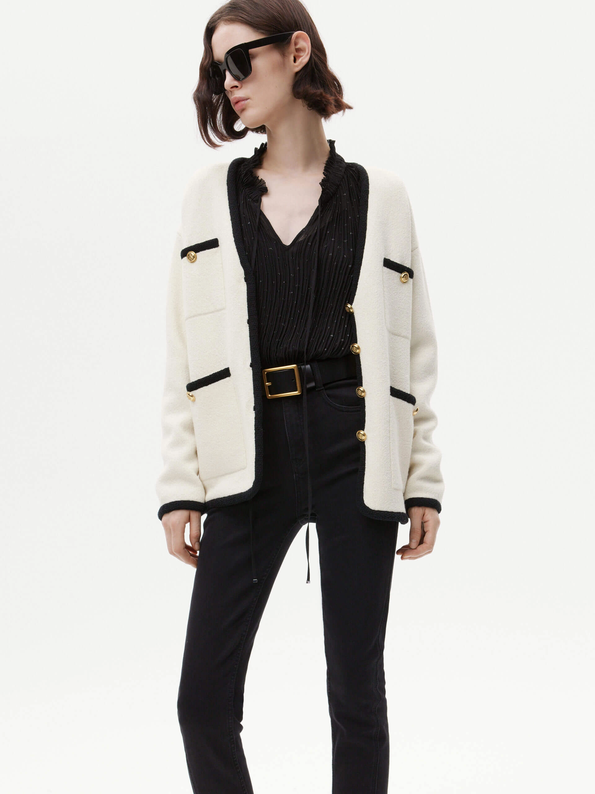 Water resistant coating Contrast Detail Pockets Cardigan