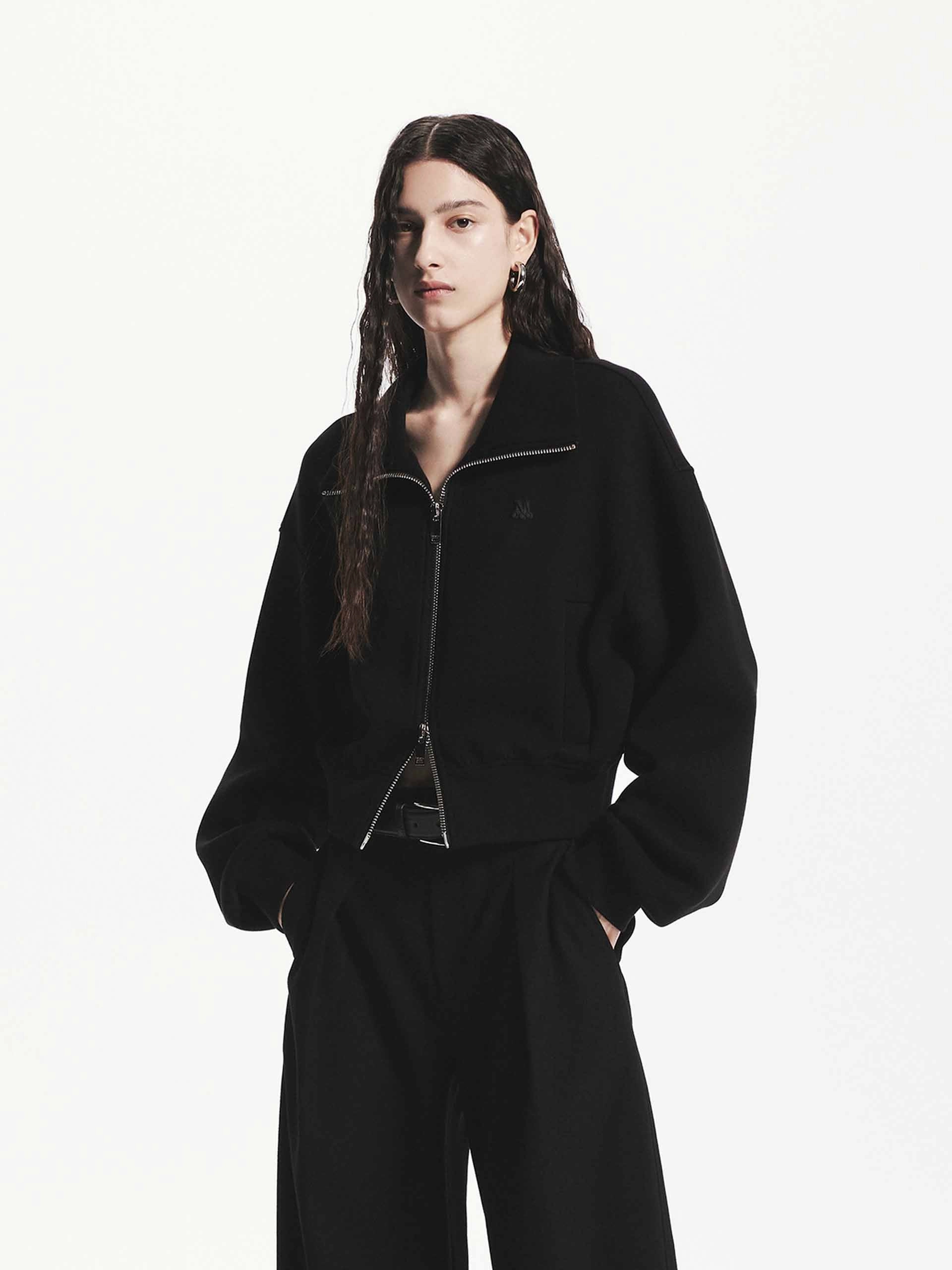 NoiseReduciting Zipper Two Tone Weave Zip Closure Cropped Jacket