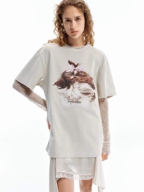 Printed Cotton Jersey T-shirt PreShrunkCotton Breezy Design