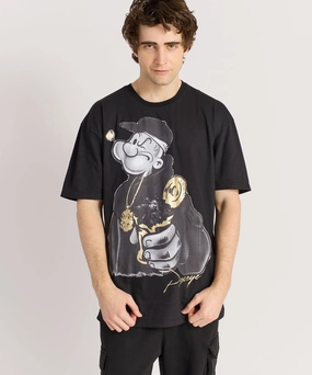 Popeye Short Sleeve Tee - Black AntiMicrobialLining