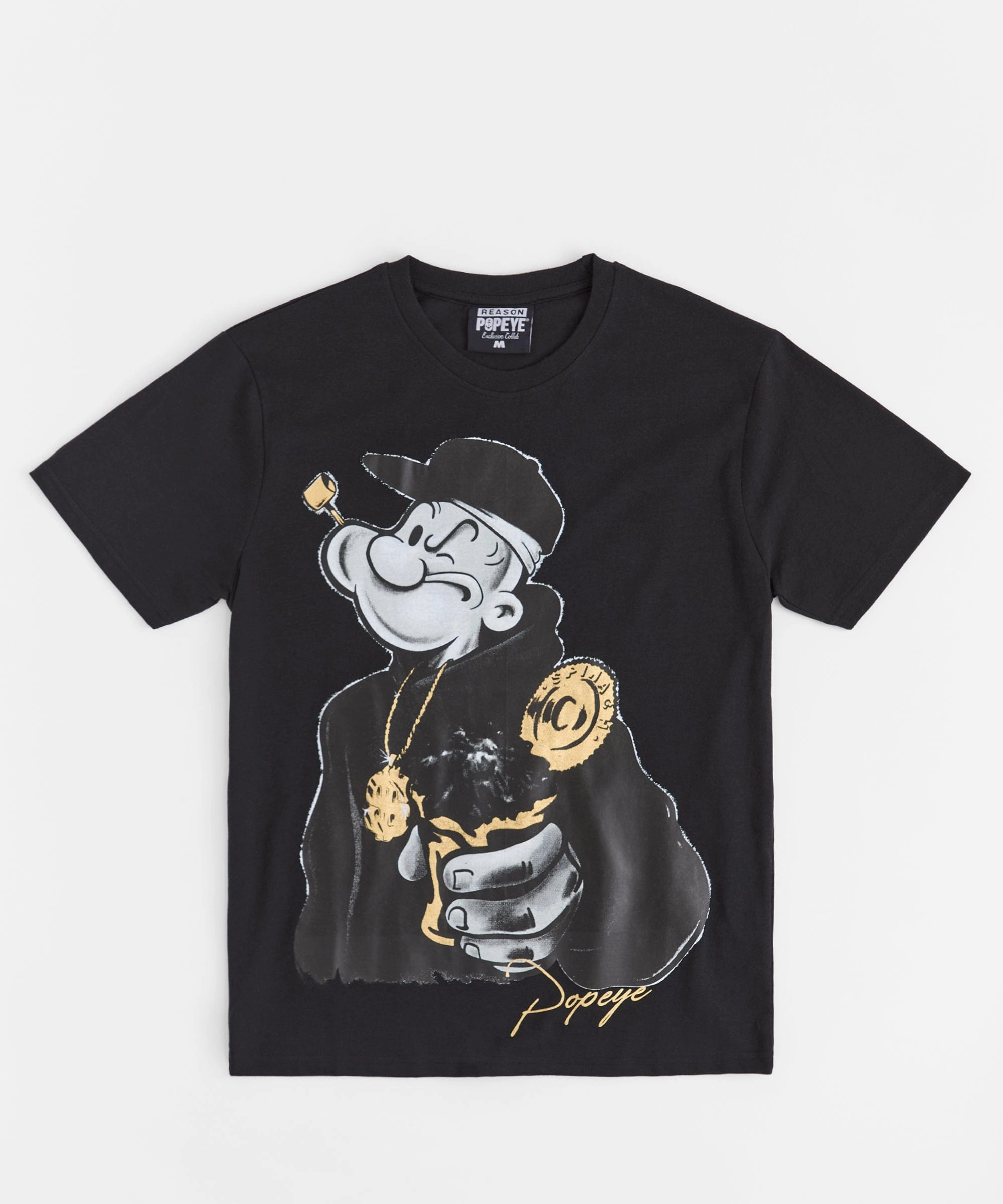 ContrastTipping QuickDrying Popeye Short Sleeve Tee - Black