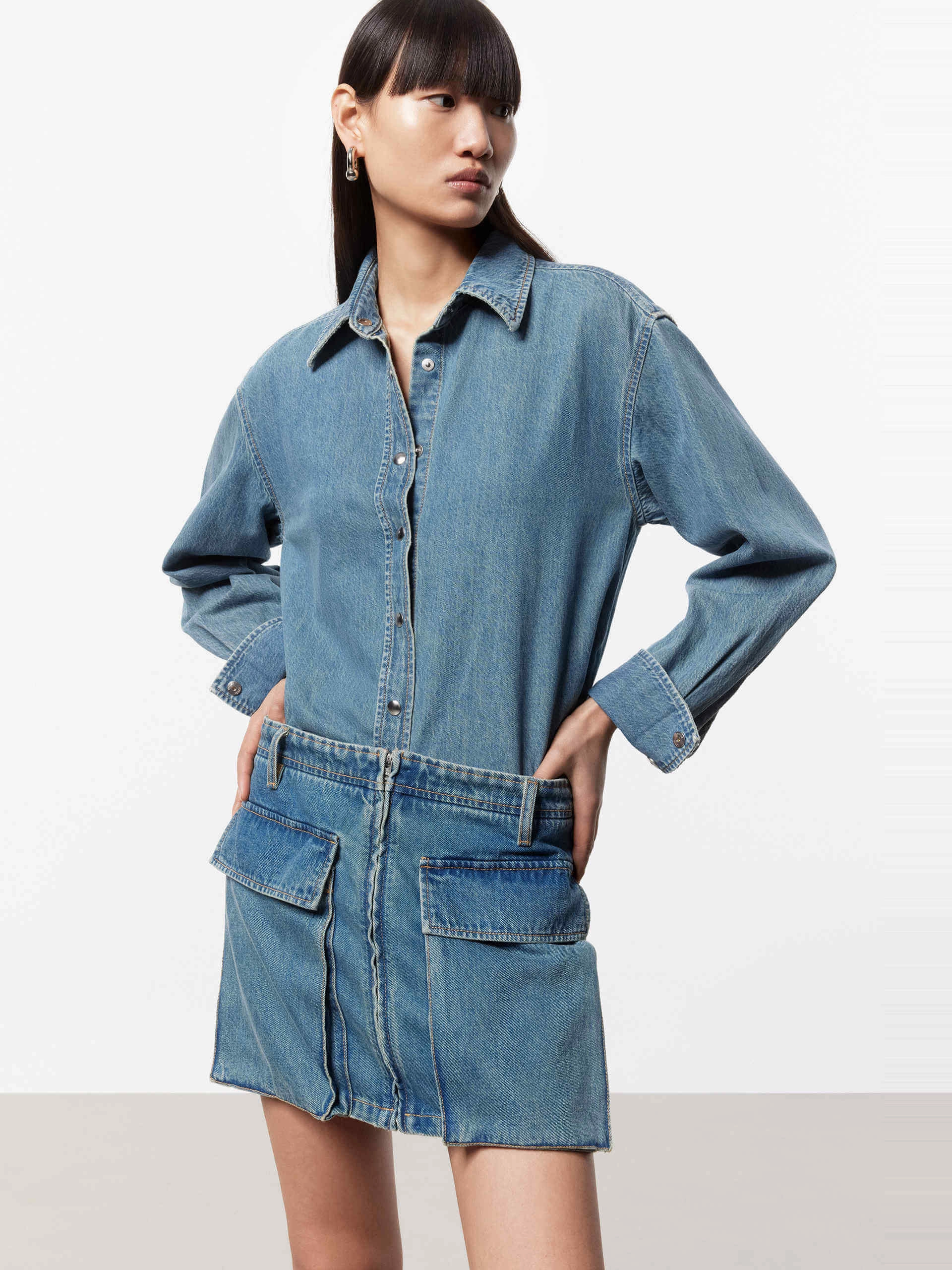 Long Sleeve Mini Dress Cool Fabric Quiet Mood