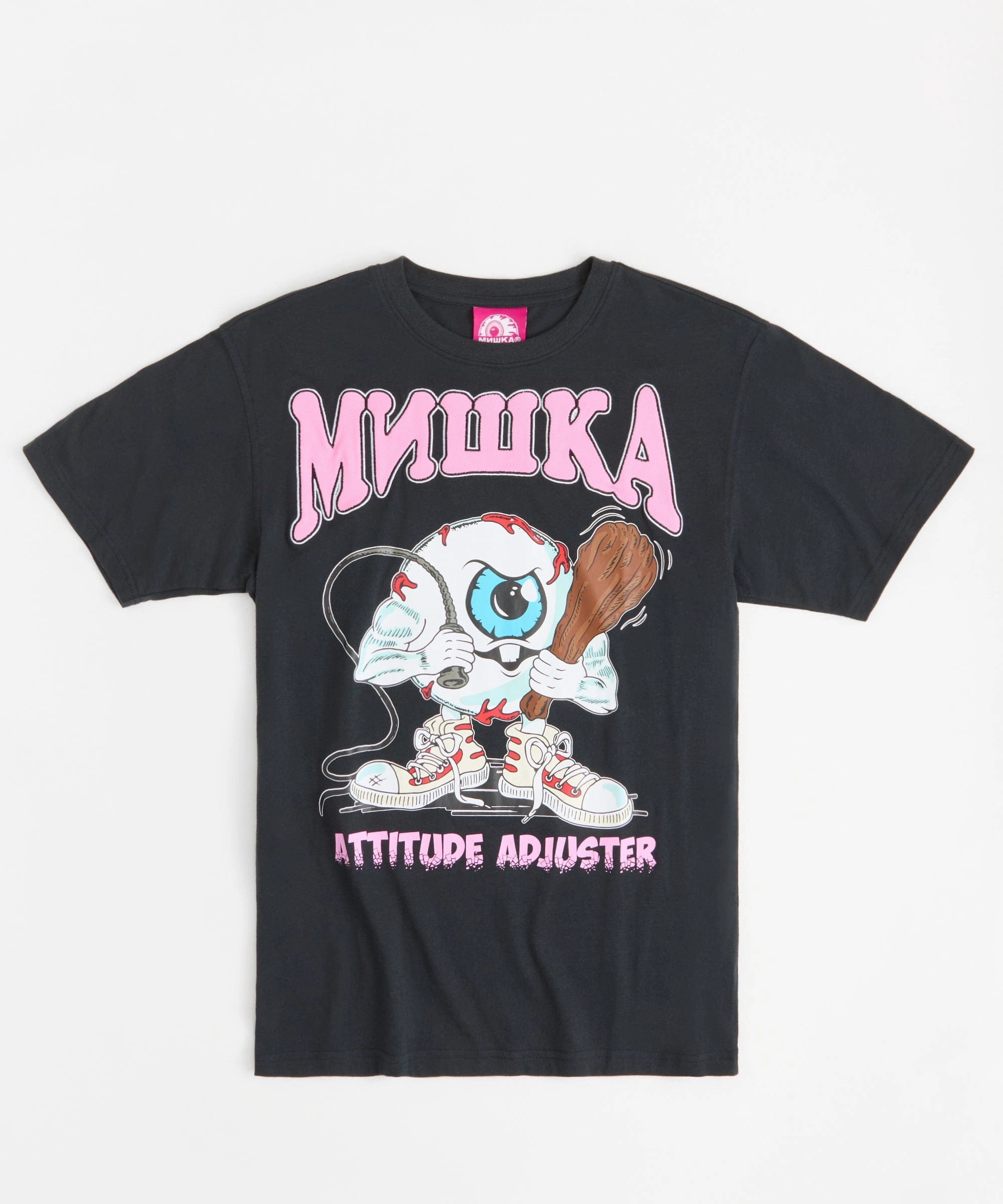 DoubleStitched Hemming Antistatic Mishka Attitude Adjuster Short Sleeve Tee - Black