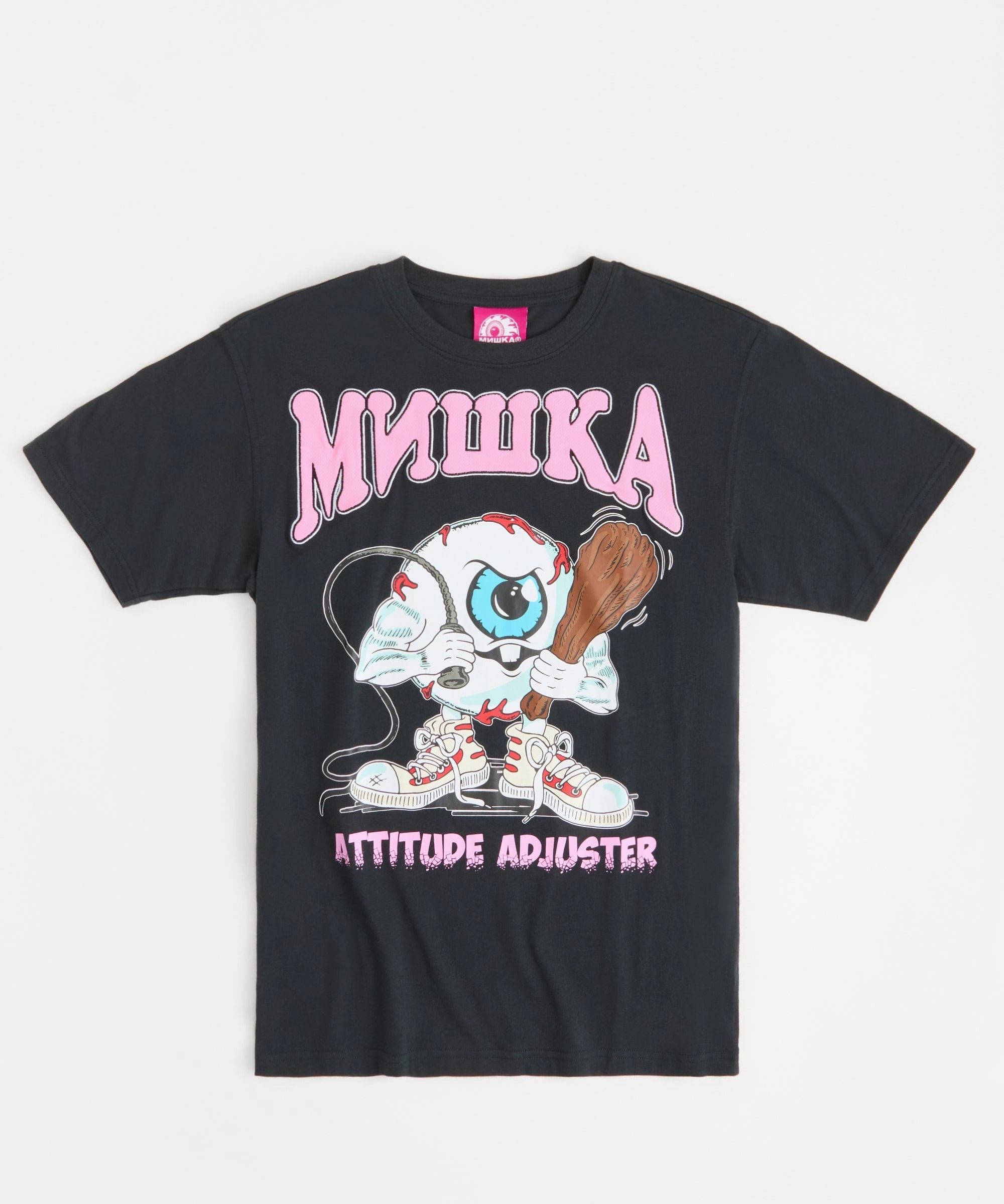 Organic Cotton Fiber Mishka Attitude Adjuster Short Sleeve Tee - Black