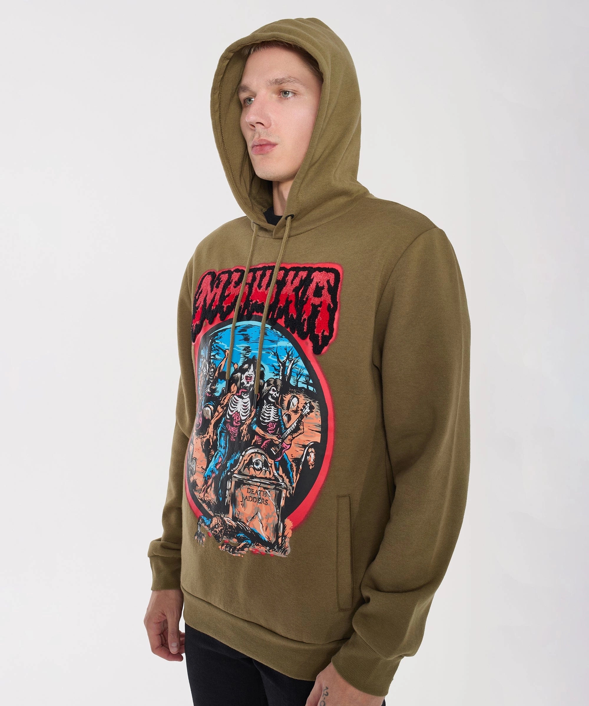 Airflow Weave Pattern Mishka Band Hoodie - Olive Green