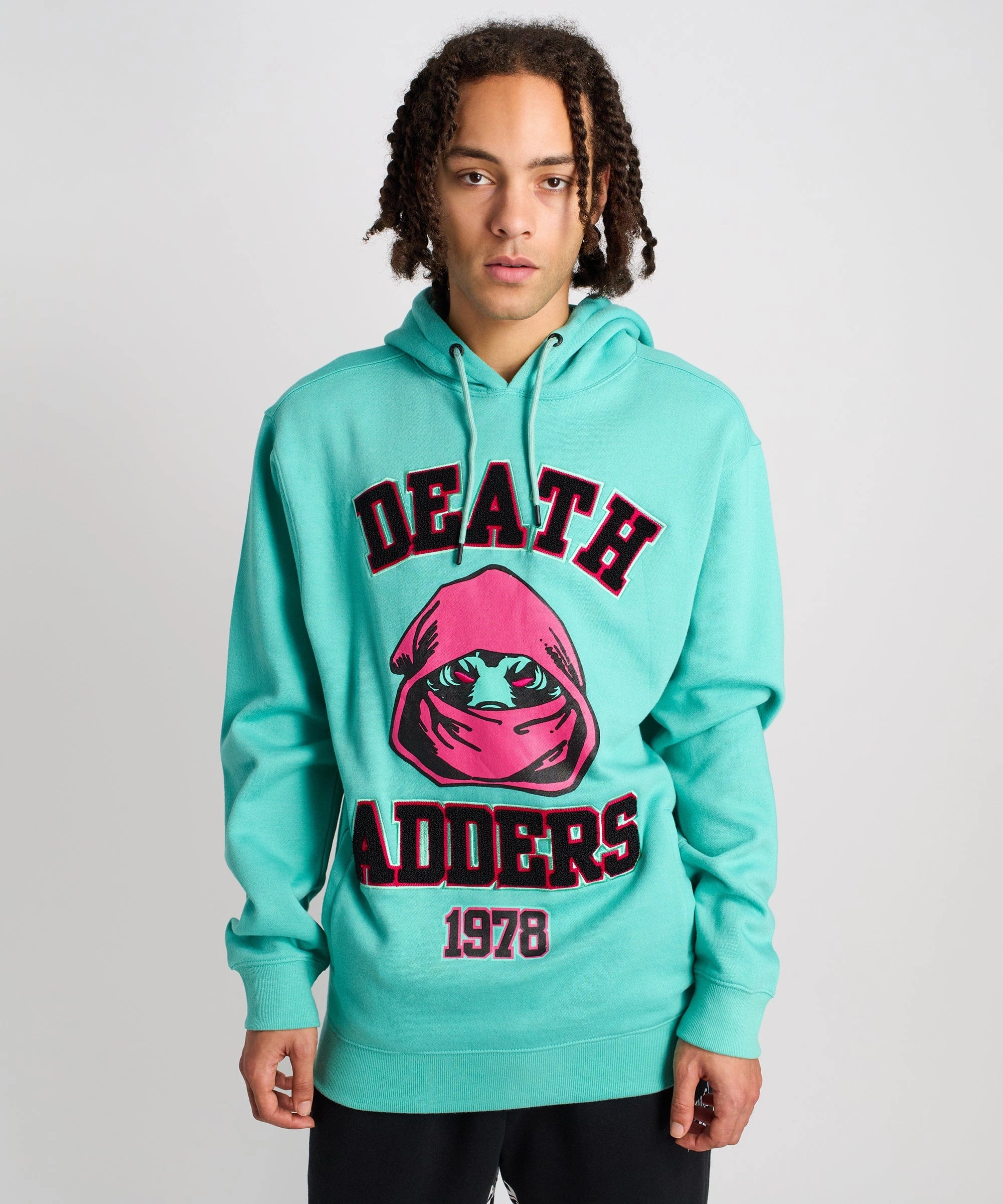 Water Repellent Finish Hidden Zipper Closure Mishka Death Adders 1978 Hoodie - Light Blue