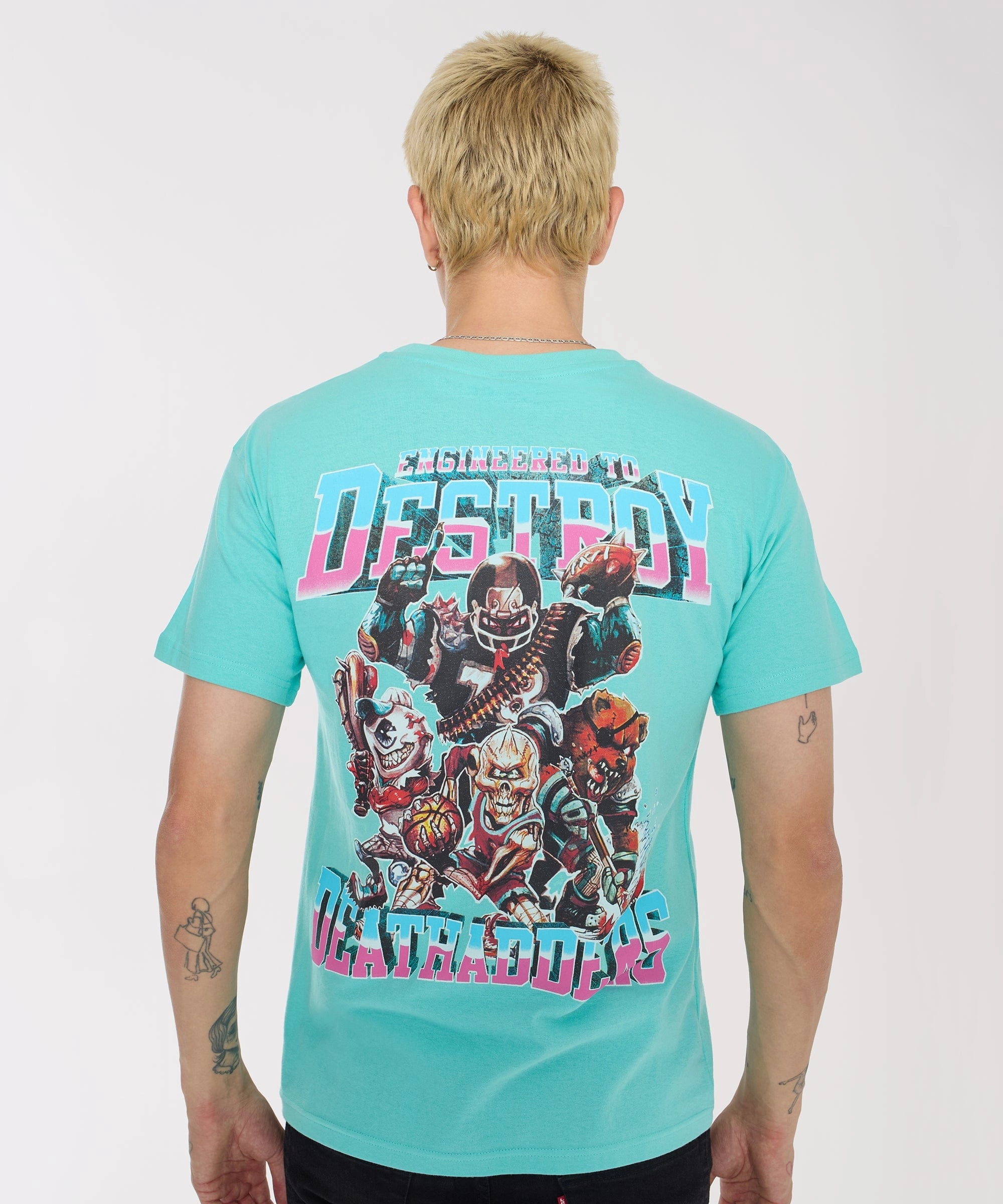 Mishka Death Adders Embroidered Short Sleeve Tee - Light Blue Ventilated Back Panel Grid Back Panel