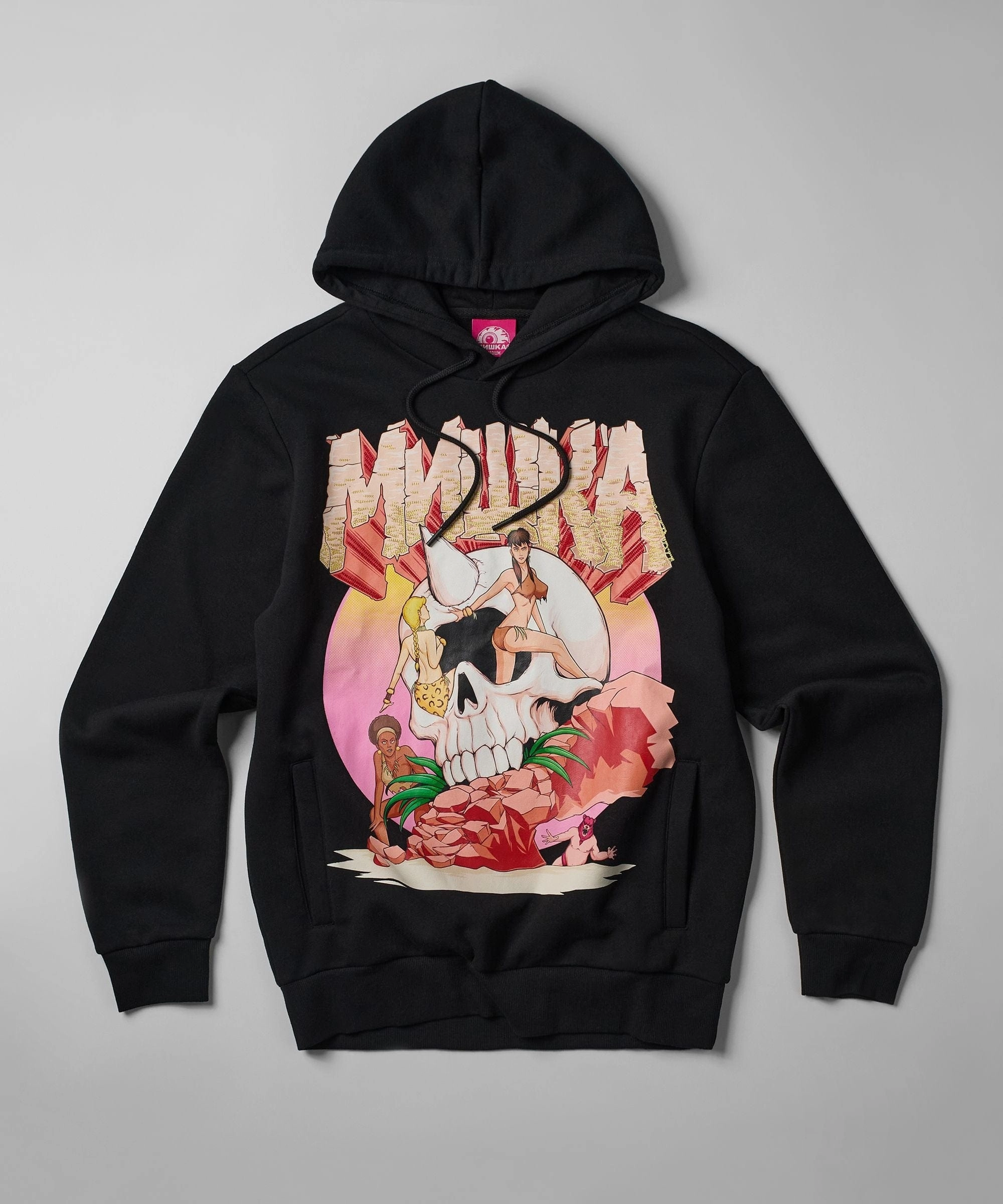 Friction Reducing Finish Mishka Graphic Print Embroidered Hoodie - Black
