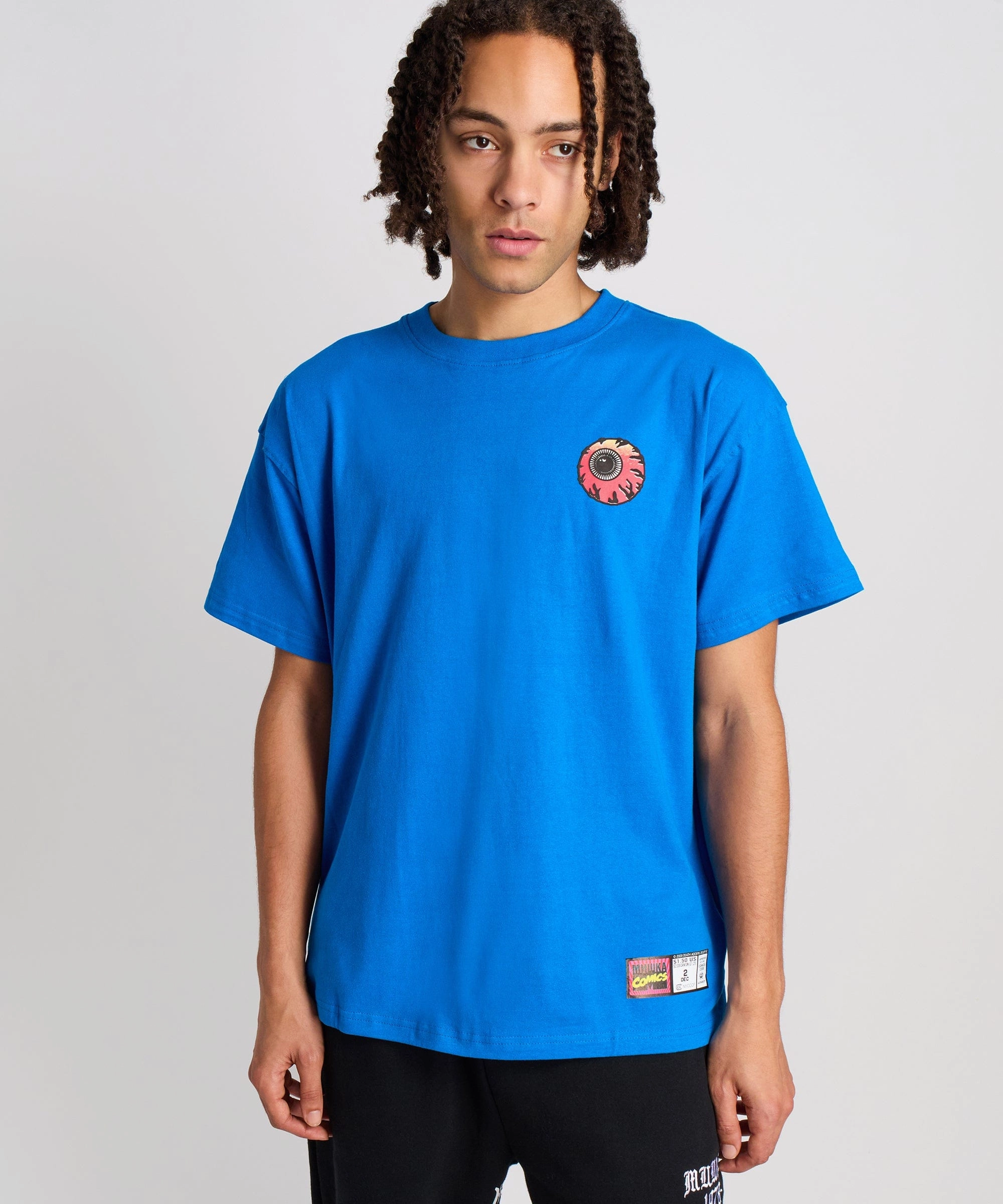 Versatile Design NonSlip Grip Tape Mishka Logo Keep Watch Short Sleeve Tee - Blue