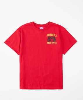Mishka Old English Short Sleeve Tee - Red MoistureWicking Ribbed Hemline