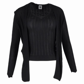 Fashion Knit Layer Missoni Cardigan and Camisole Twinset in Black Wool