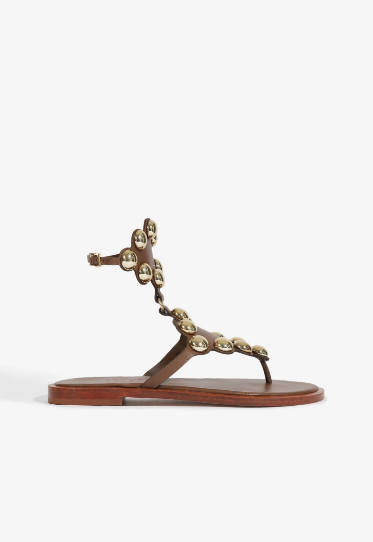 Mist Brown Leather Flat Sandal therapeutic