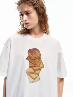 Bread Pattern Cotton T-shirt Minimalist Comfort