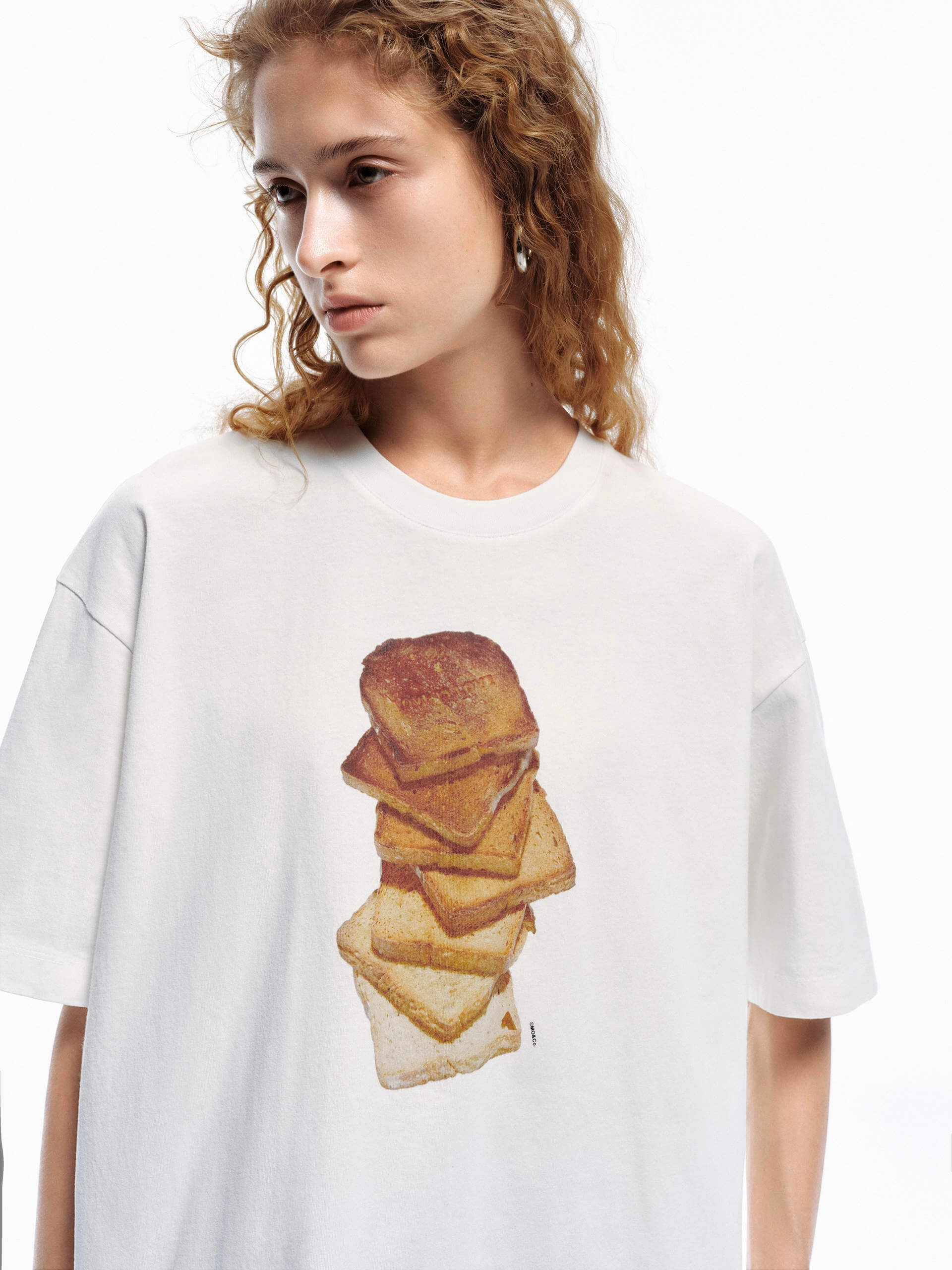Bread Pattern Cotton T-shirt Collared formality