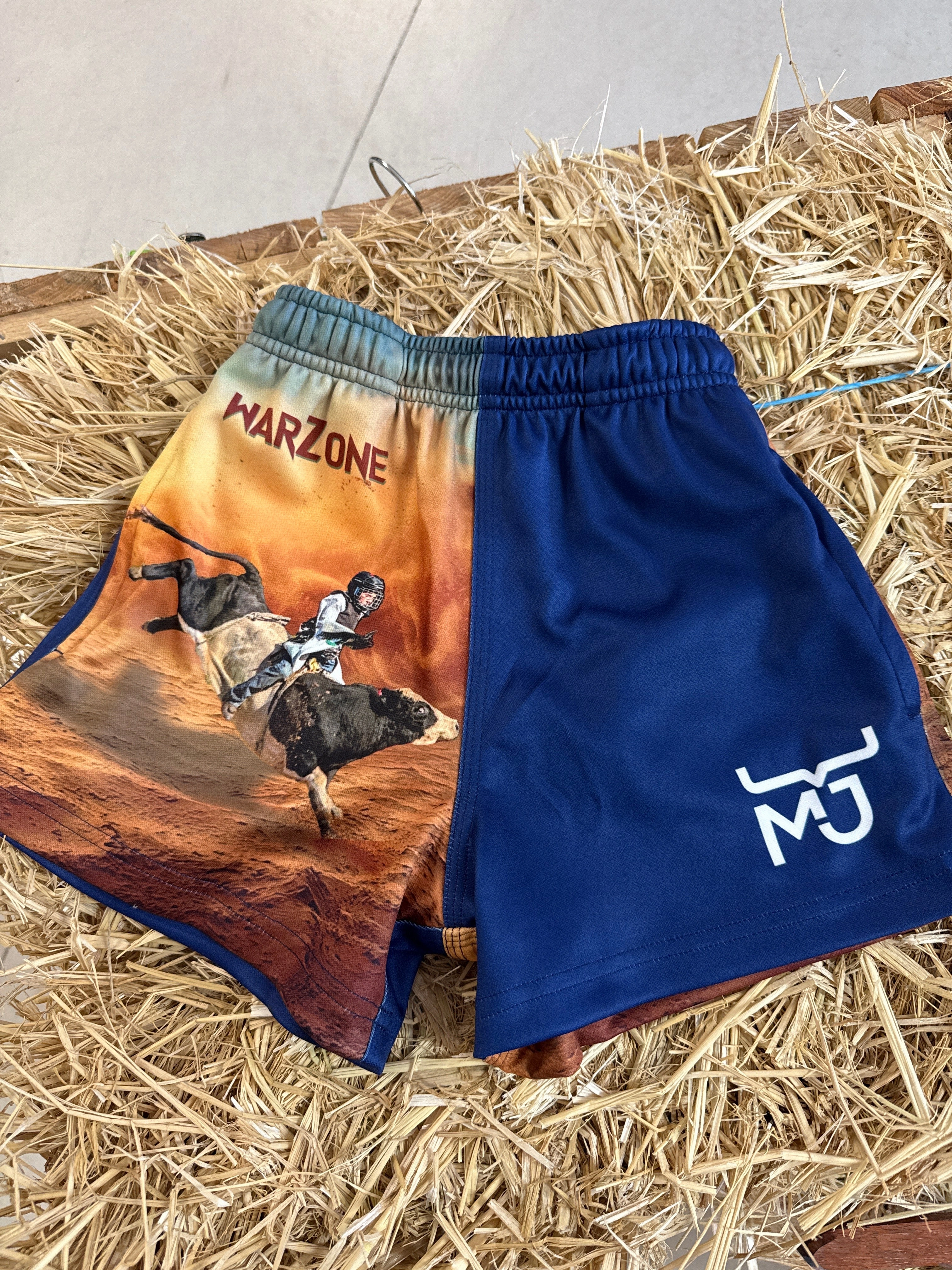 Double Layered Hem MJ War Zone Shorts - Adult