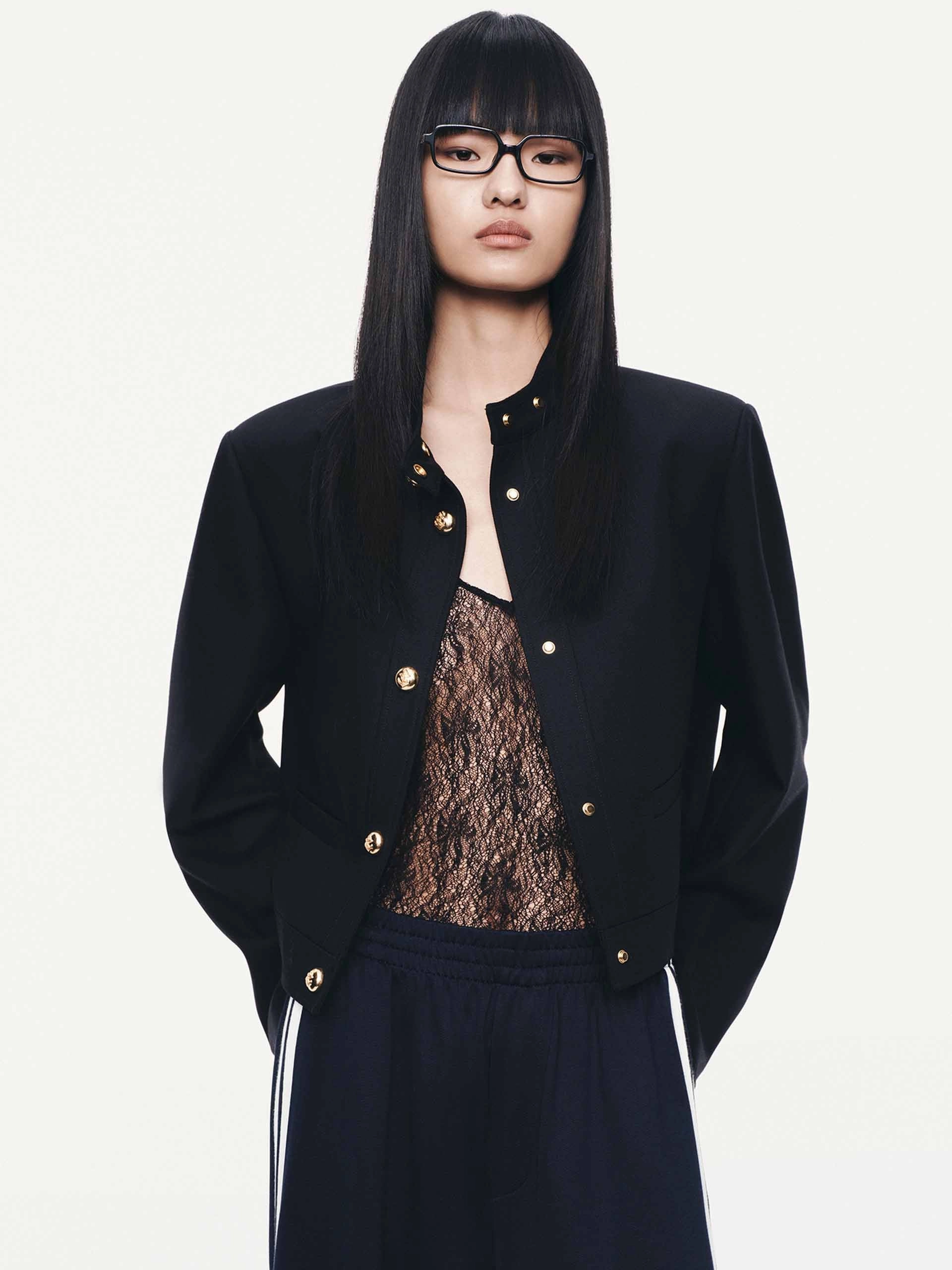 Dry Fast Poly Blend Mock Neck Cropped Jacket