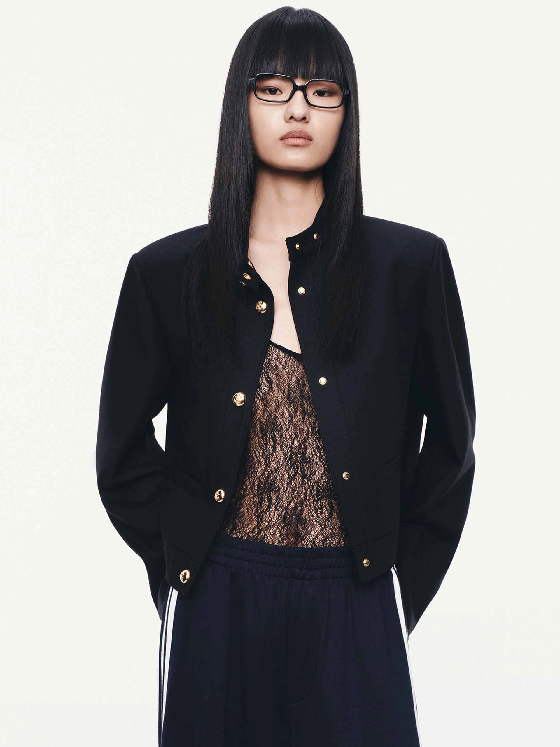 Mock Neck Cropped Jacket Go Anywhere Wear Non Chafing Neckline