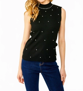Mock Neck Knit Top In Black Quick Knit