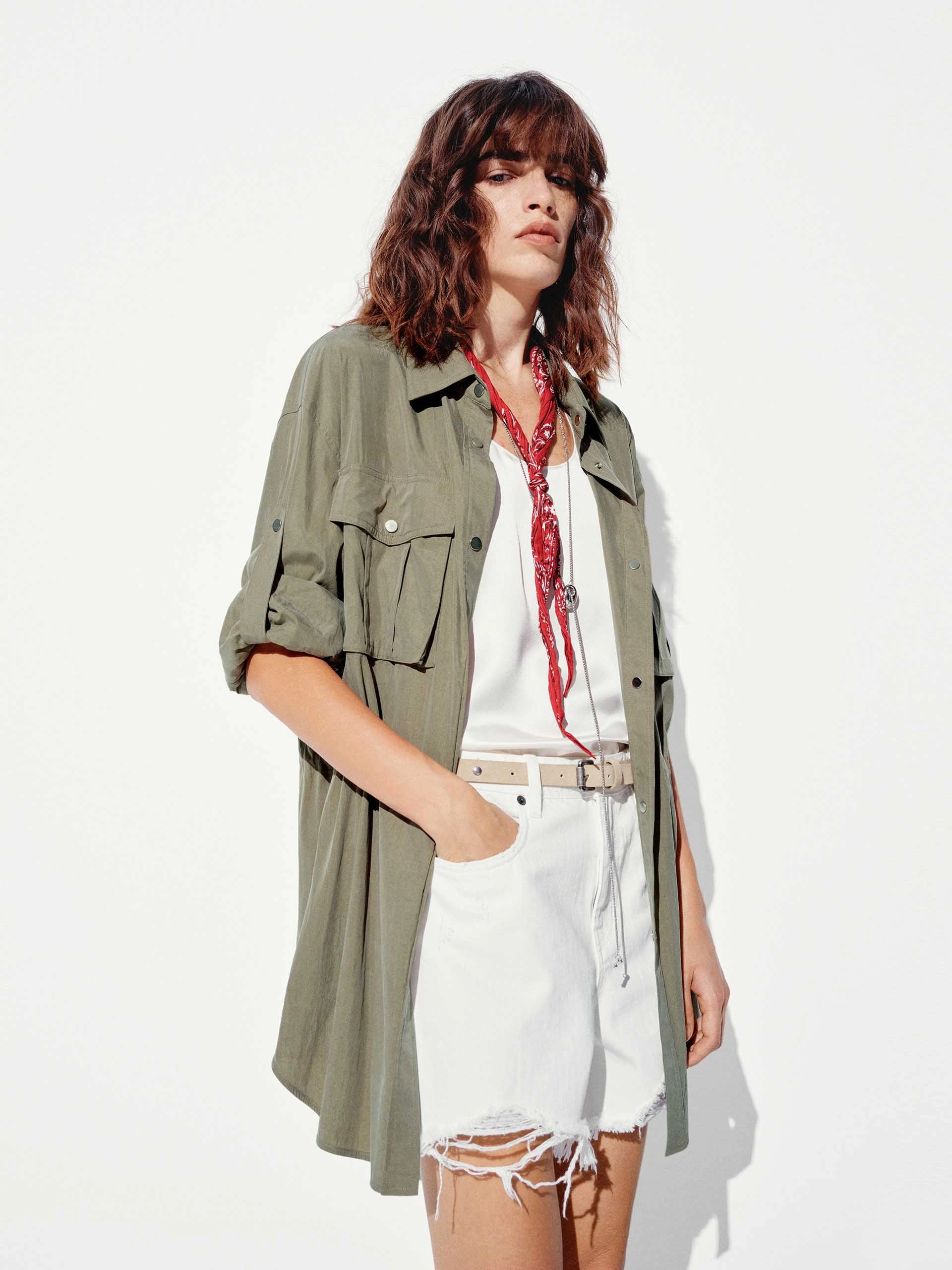 Elastic Waist Cargo Jacket WeatherproofZipper