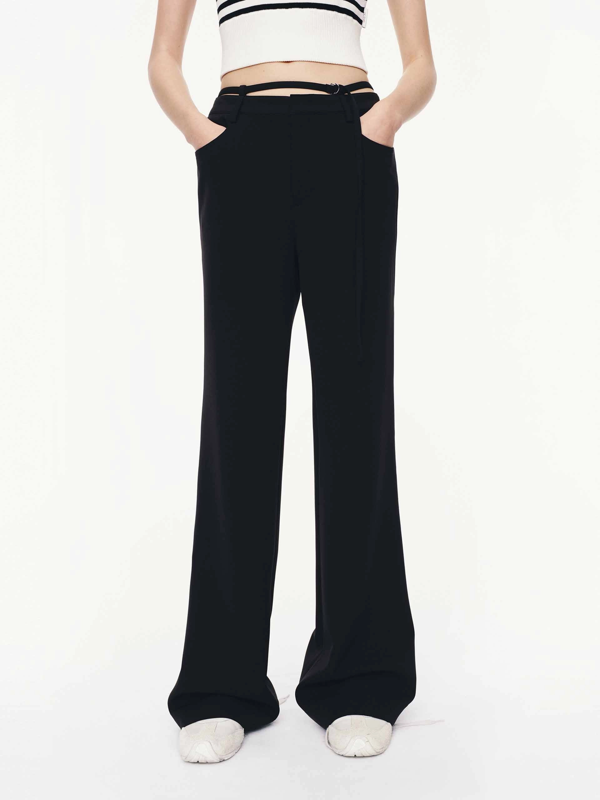 relaxed shape Vintage Wash Tie Waist Flared Pants