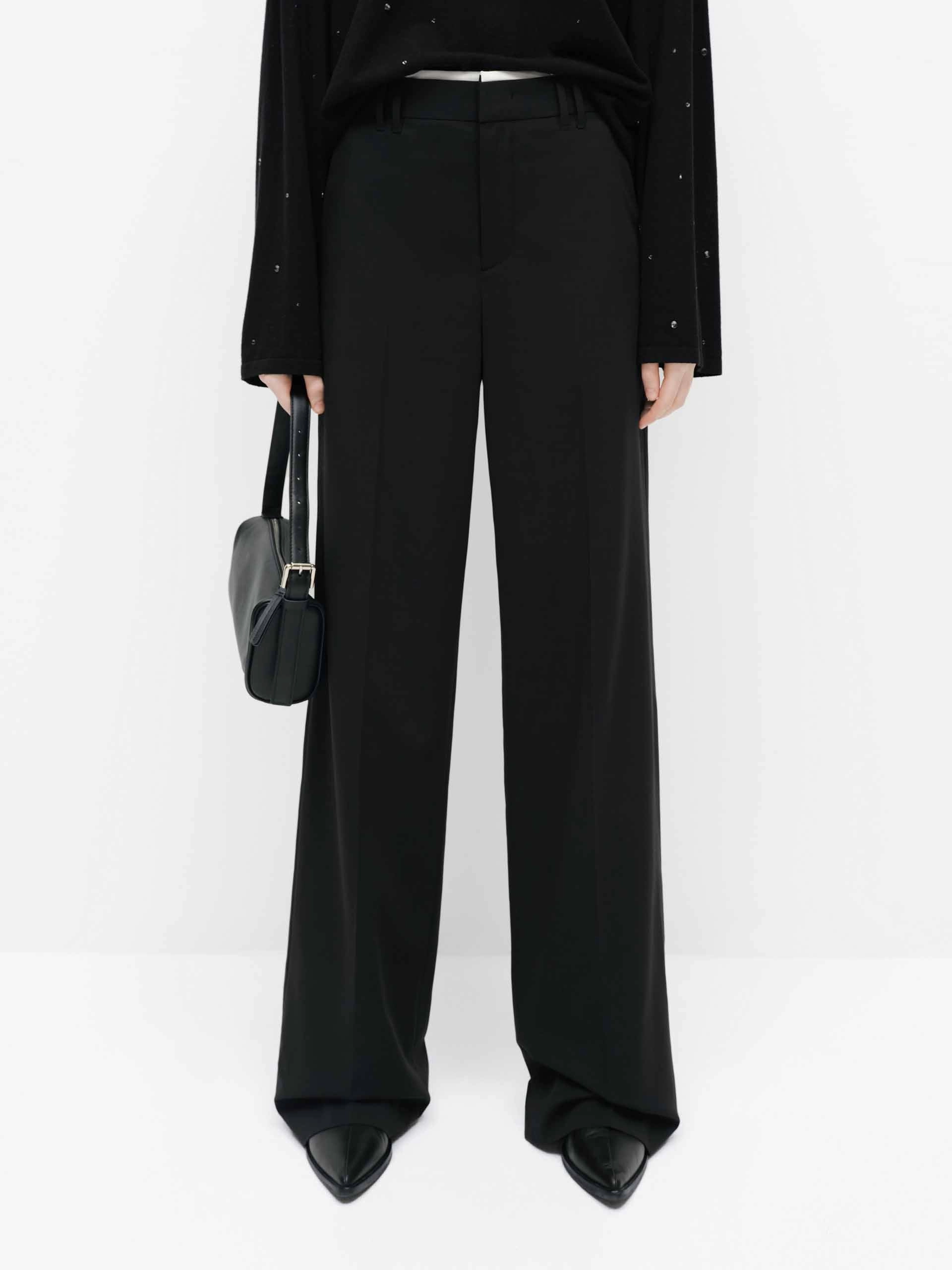 Contrast Waist Straight Pants Lightweight Design All Season Fit