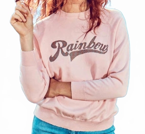 Cold-Weather Fashion Flatlock stitching Rainbow Sweater In Pink