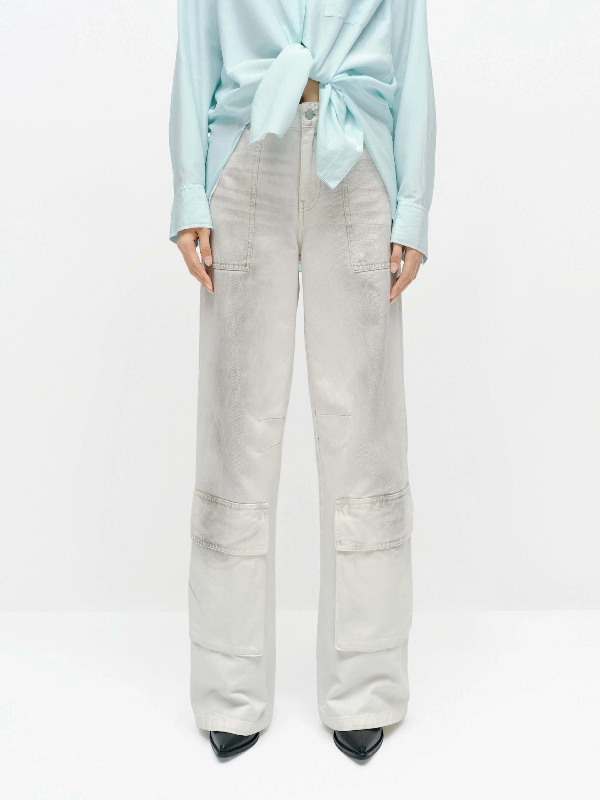 Sprayed Detail Cargo Jeans Fresh Attire